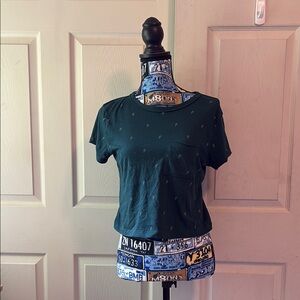 Cropped Green Short Sleeve Top
